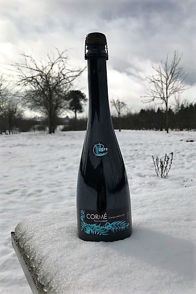 bouteille de cormé dans la neige